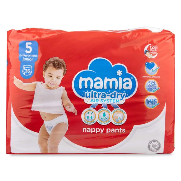 Ultra-dry Junior Nappy Pants 36 Pack Size 5 Mamia